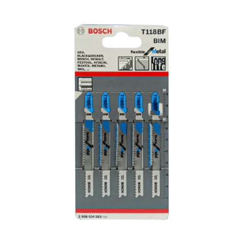 Bosch T118BF Jigsaw Blade (Thick Materials, Curved) Flexible for Metal [2608634503] - KHM Megatools Corp.