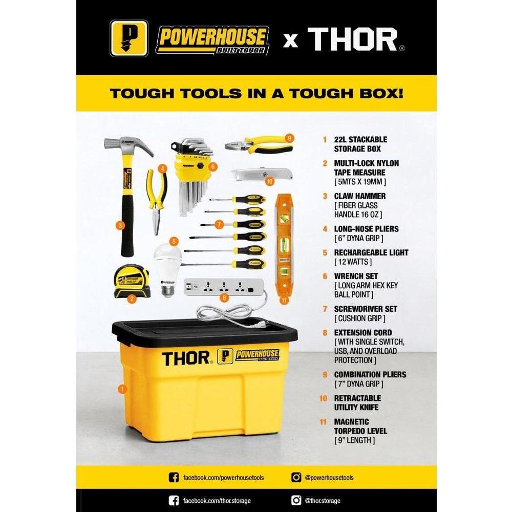 Powerhouse 11pcs Mixed Tools Set with Tool Box (Thor Storage) - KHM Megatools Corp.