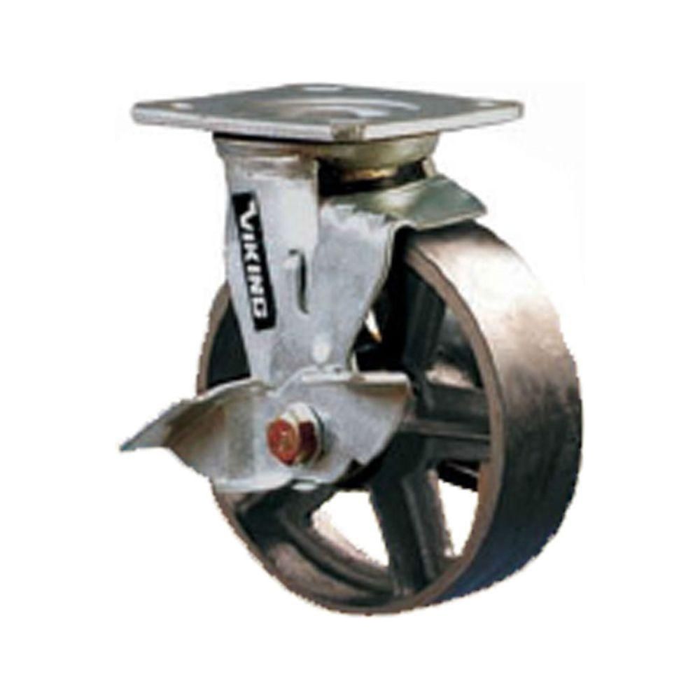 Viking Heavy-Duty Cast Iron Wheel (707) (Swivel w/ Brake)