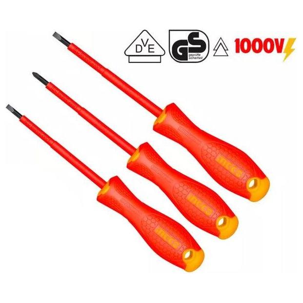 Ingco HKISD0308 3pcs Insulated VDE Screwdriver Set 1000V - KHM Megatools Corp.