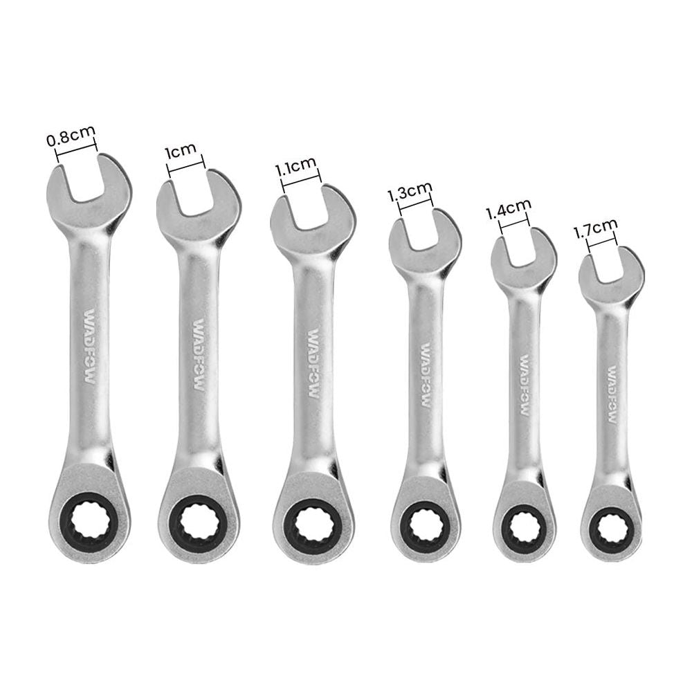 Wadfow WSP6406 Short Rachet Spanner Set 6Pcs