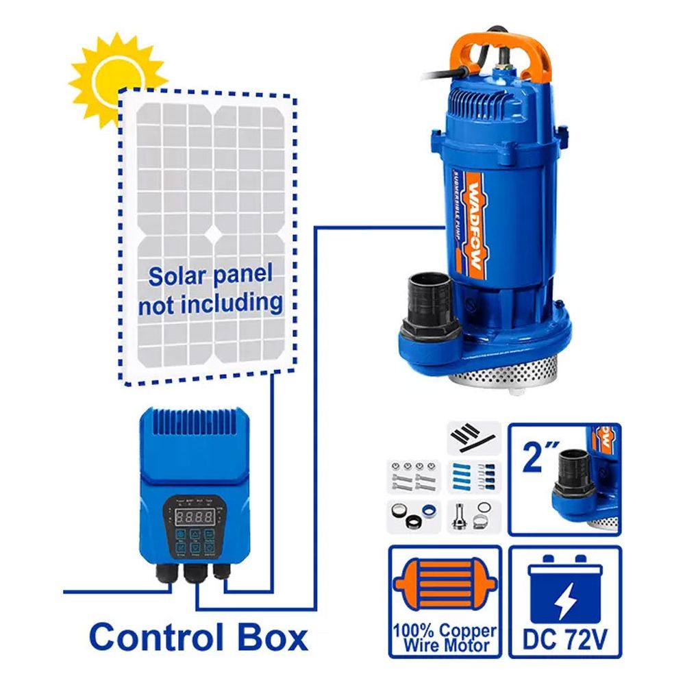 Wadfow WWPQDC04 Solar Powered Submersible Pump 1.5HP